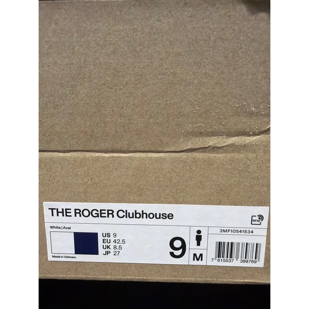 On Men's THE ROGER Clubhouse Shoes White Acai Size 9 New in Box No Lid
